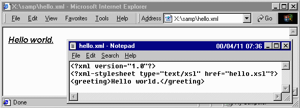 Figure 2-2:   An XML-aware browser viewing the source of a document