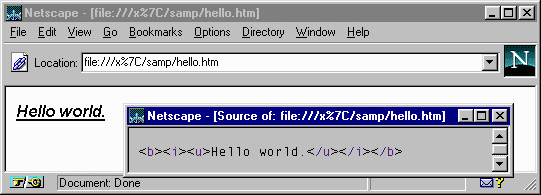 Figure 2-1:   An non-XML-aware browser viewing the source of a document