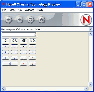 Novell's Java engine, implementing a pocket calculator