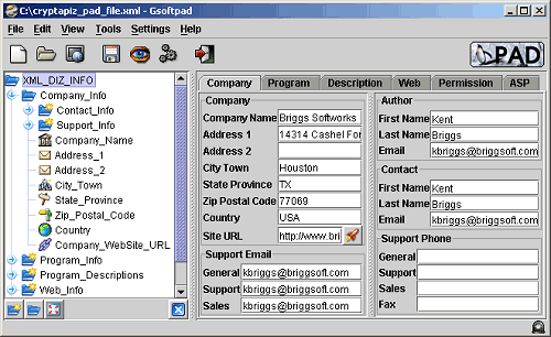 Screen capture: Gsoftpad user interface