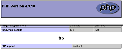 PHP Info with FTP enabled
