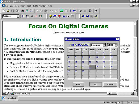 Forms editor calendar GUI